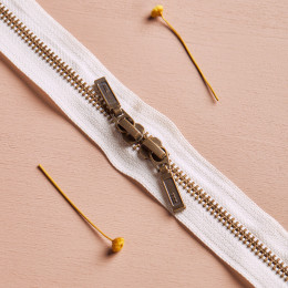 Zip Double Curseur Laiton Off-White - 40 cm