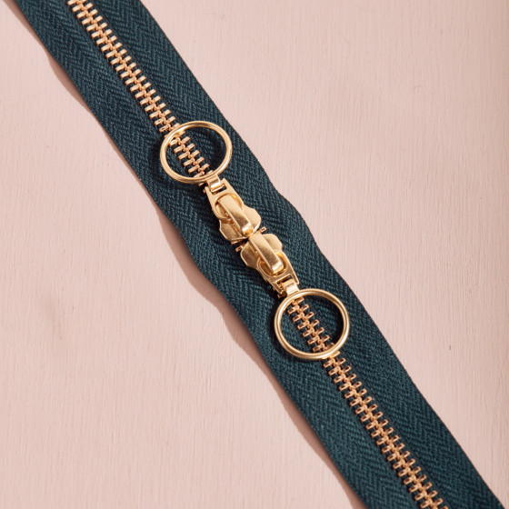 Gold Double Slider Zipper - 40 cm