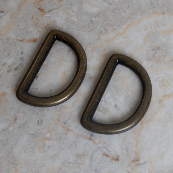 Metal half-round loop buckle x 2 - 30 mm - Brass