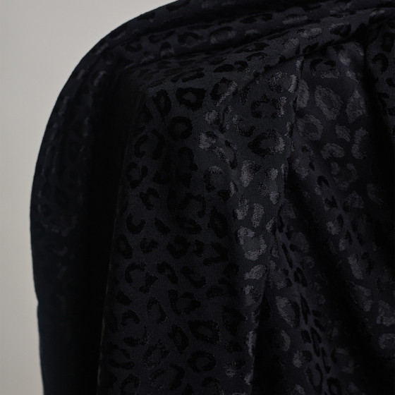 Jacquard viscose Leony Black Fabric